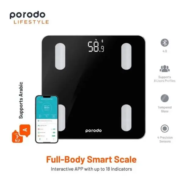 PORODO SMART BODY SCALE | BLACK